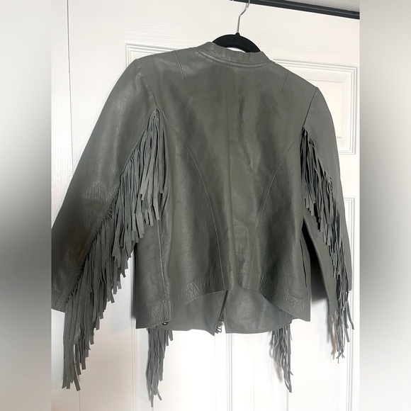 NWOT Cleobella cropped leather fringe jacket in seafoam - Picture 2 of 13